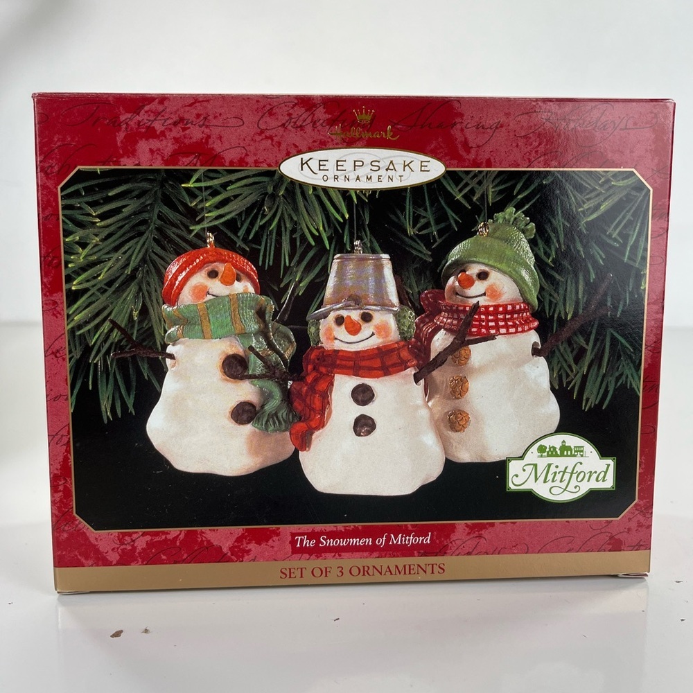 Hallmark Keepsake The Snowmen of Mitford Set of 3 Ornaments‎ Vintage 1999 NEW